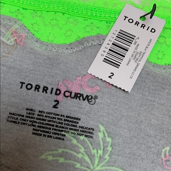 TORRID BLACK TROPICAL NEON GREEN WIDE LACE COTTON - Picture 8 of 8